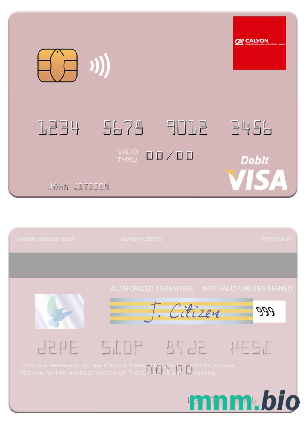 Thailand Calyon Bank visa debet
